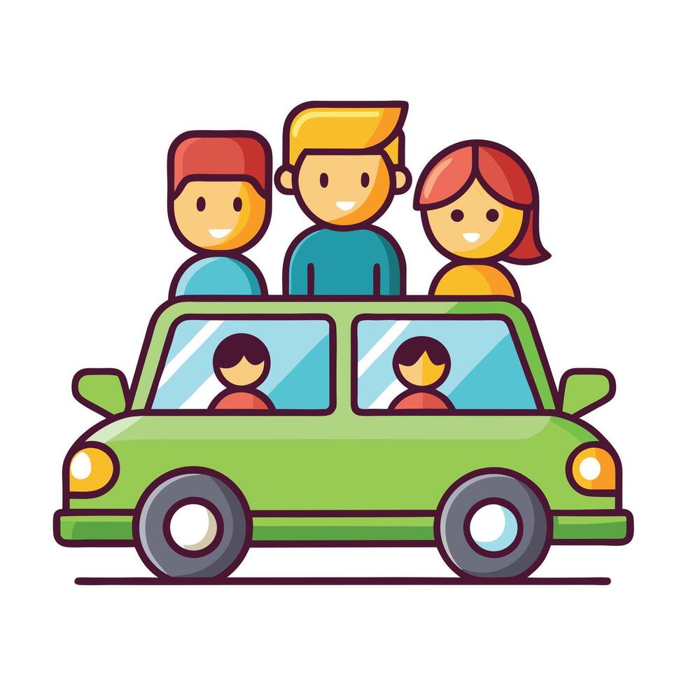 Car Icon with Multiple Passengers and Carpooling Concept vector