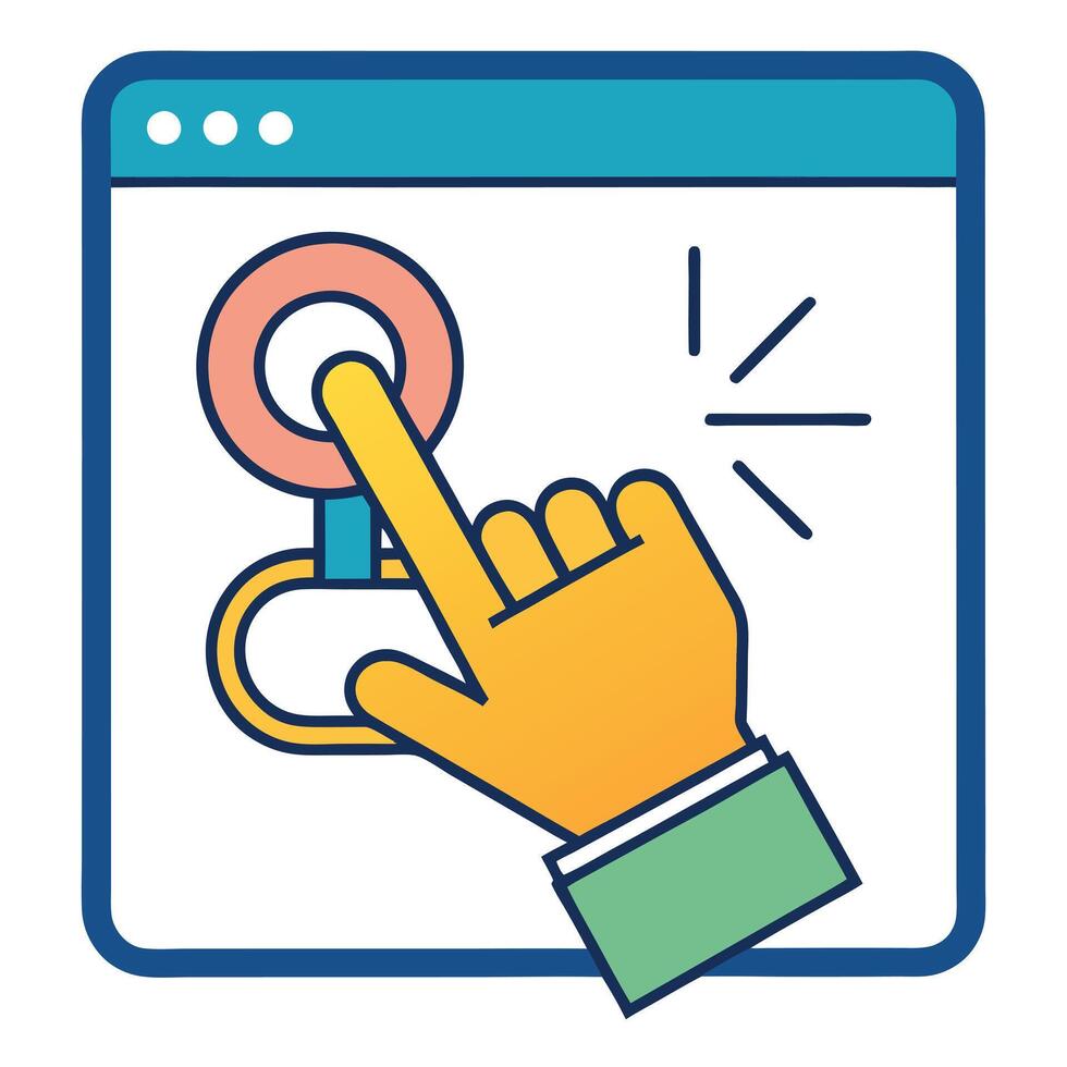 Hand Clicking on a Link Icon with Digital Marketing Concept vector