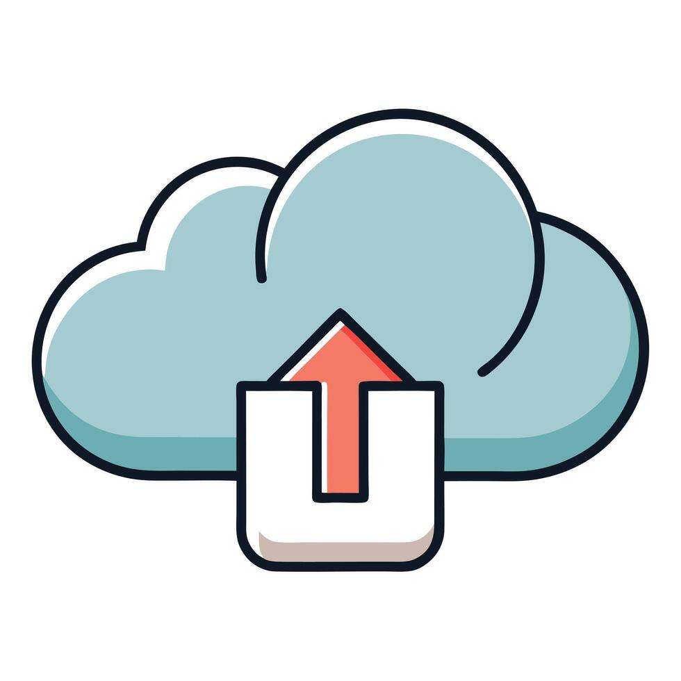 Fluffy Cloud Icon with a Data Symbol and Cloud Storage Concept vector