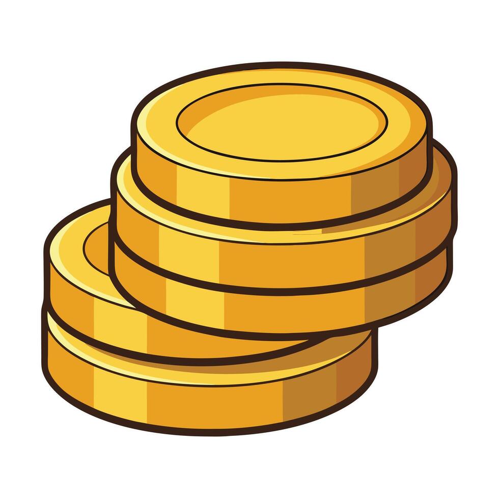 Stack of Shiny Coins Icon in a Minimalist Style and Finance Concept vector