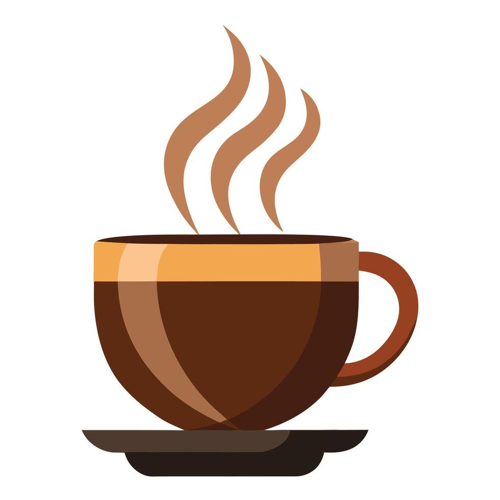 Steaming Coffee Cup Icon in a Flat Style and Beverage Concept vector