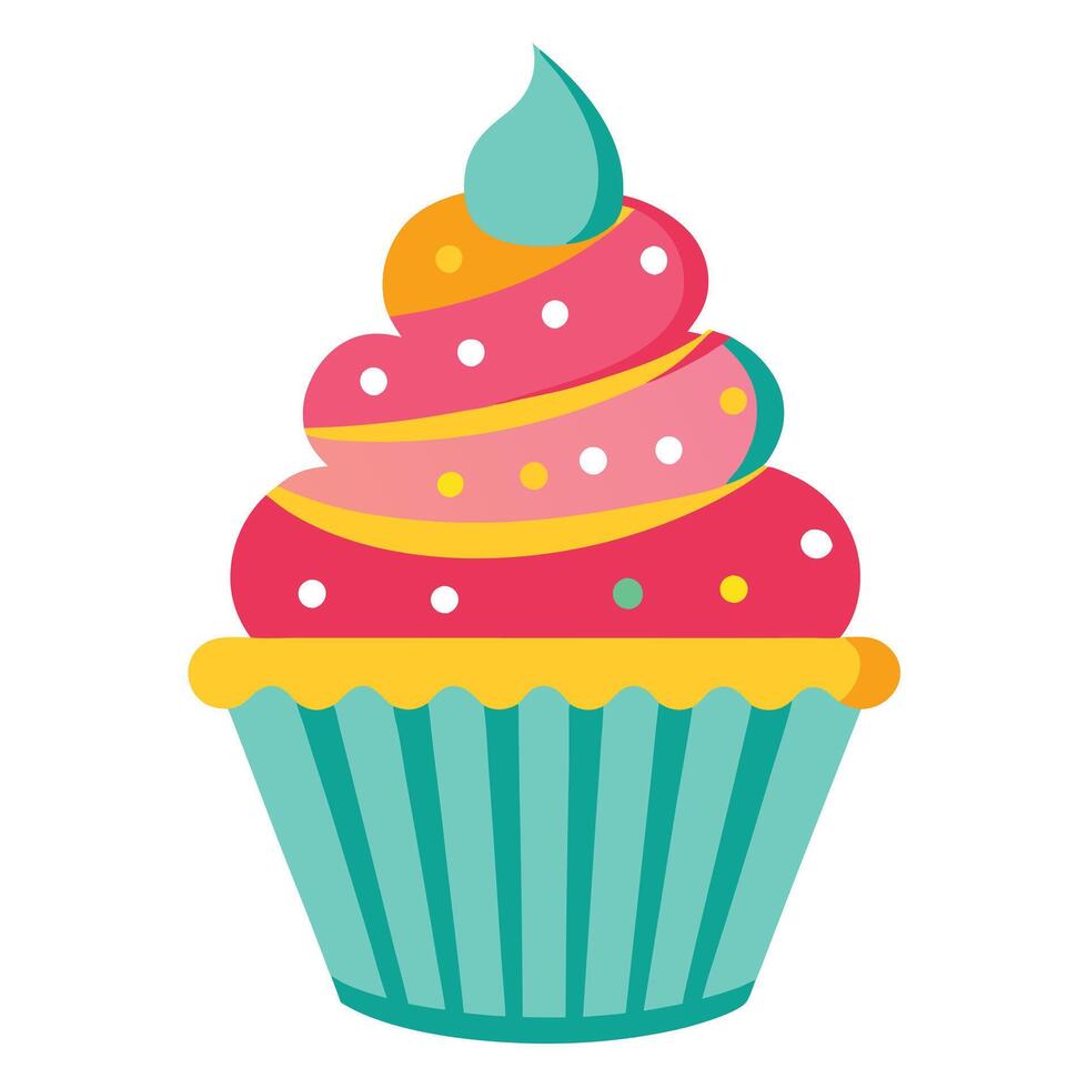 Colorful Cupcake Icon with Frosting and Baking Concept vector