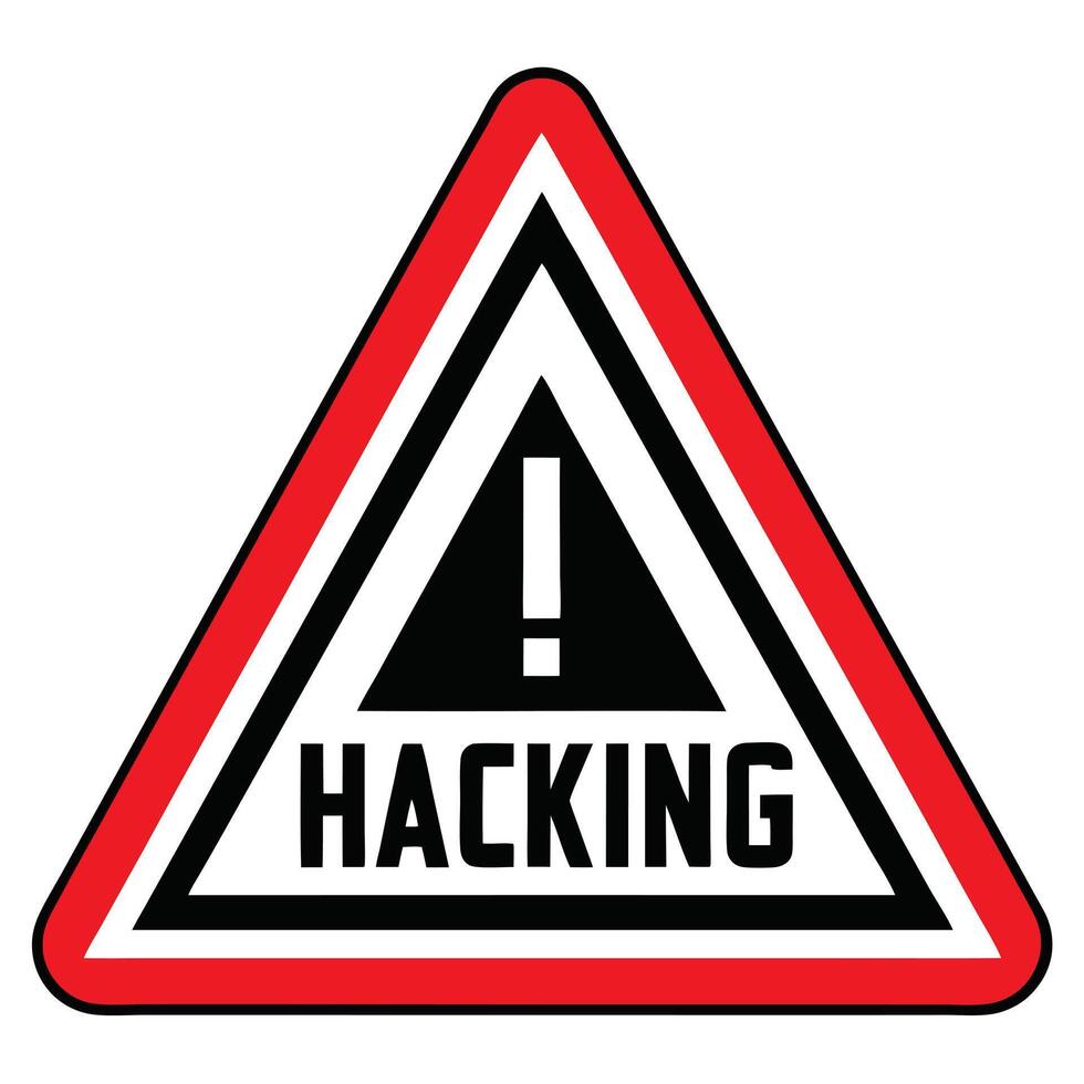Warning Sign Icon with a Hacking Symbol and Cyberattack Concept vector