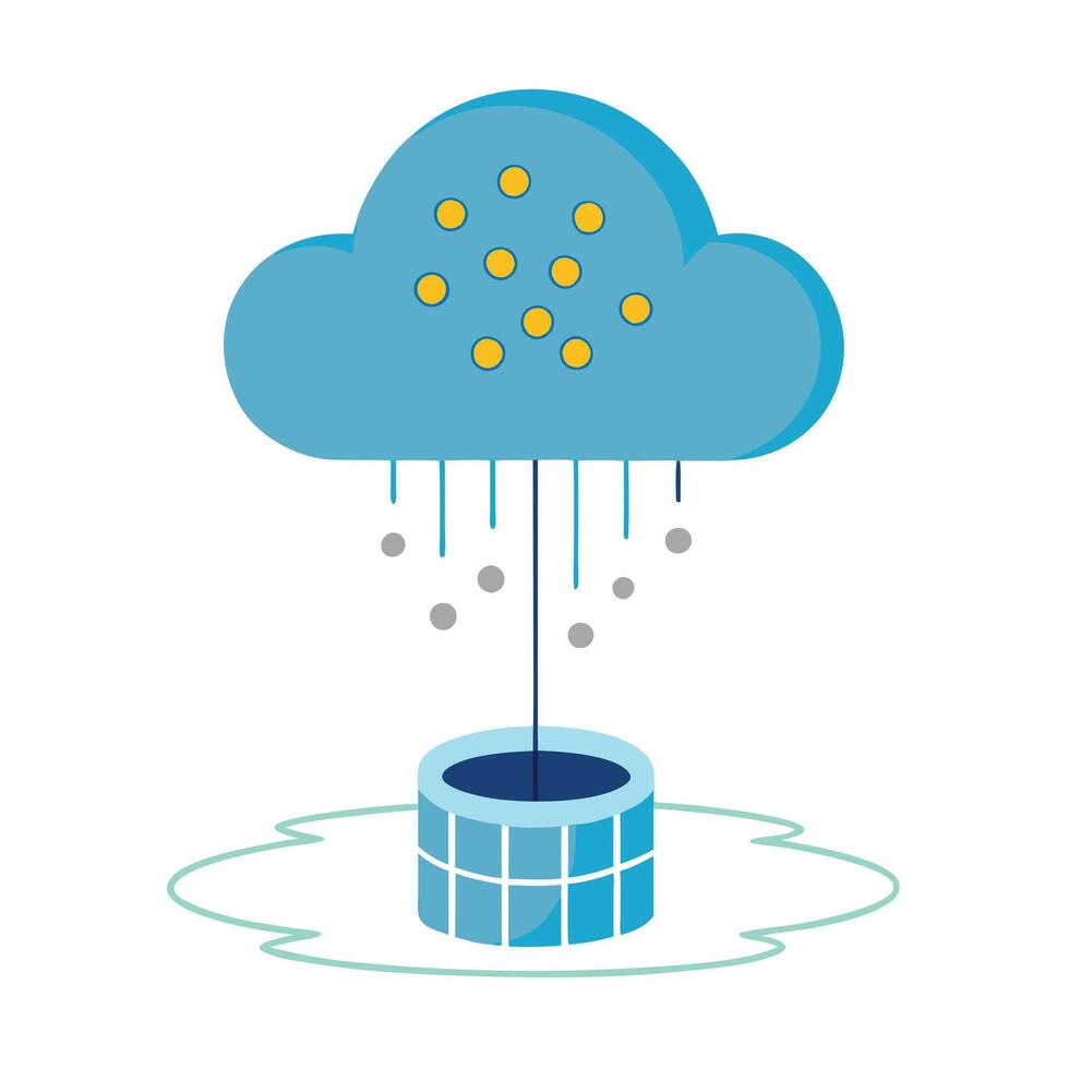 Hole in a Cloud Icon with Data Pouring Out and Data Leak Concept vector