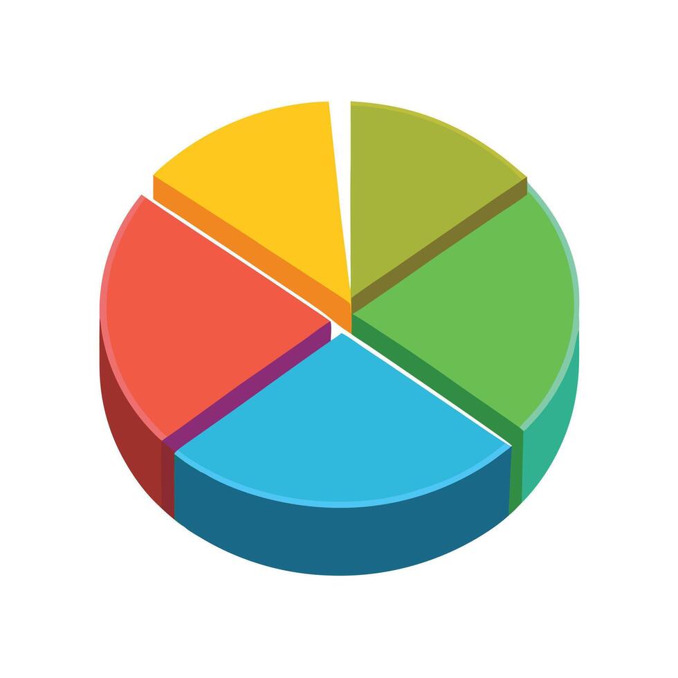 Colorful Pie Chart Icon Isolated on a White Background and Data Visualization Concept vector