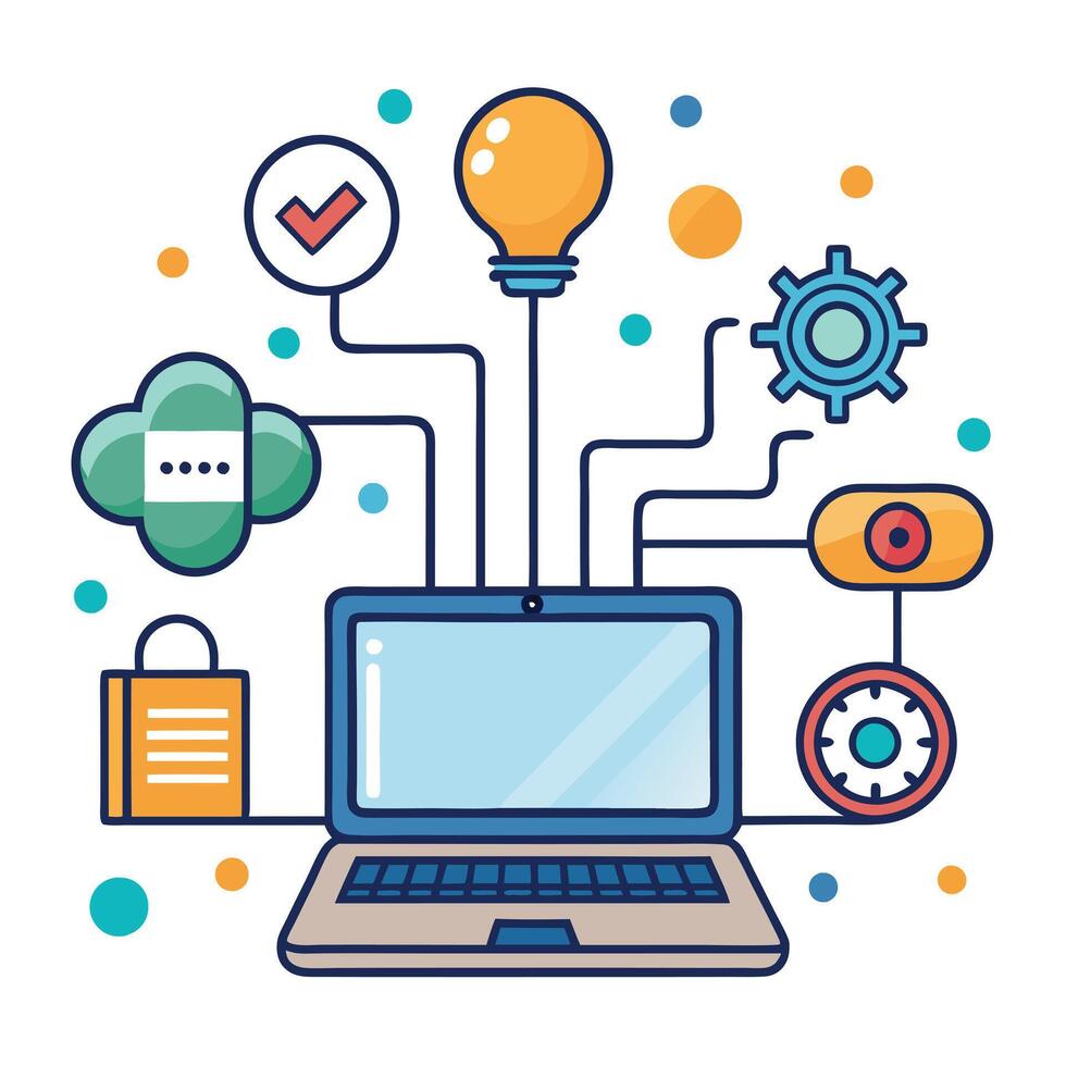 Laptop Icon with a Digital Transformation and Innovation Concept vector