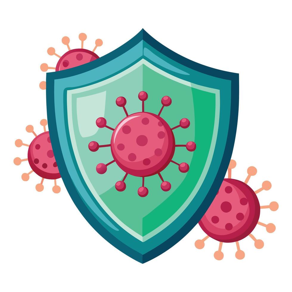 Shield Icon Blocking a Virus Particle and Disease Prevention Concept vector