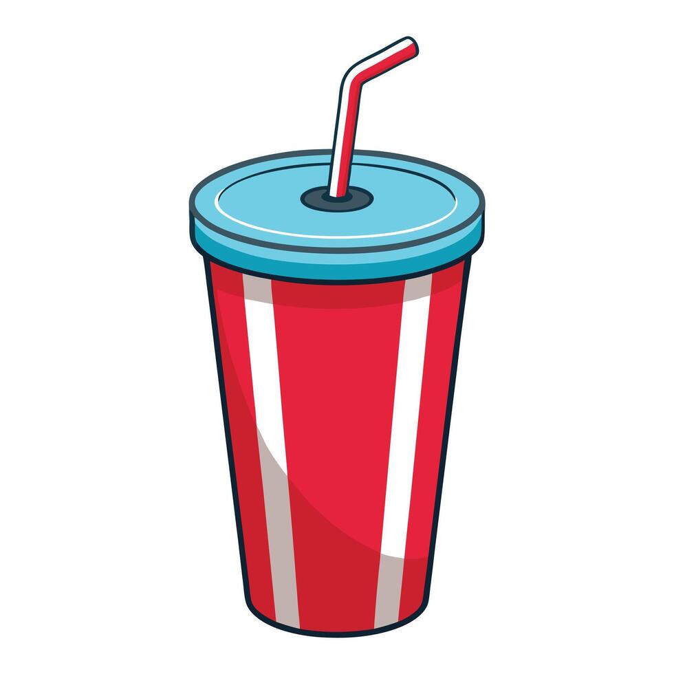 Soda Drink Cup Icon with a Straw Isolated on a White Background and Drink Cup Concept vector