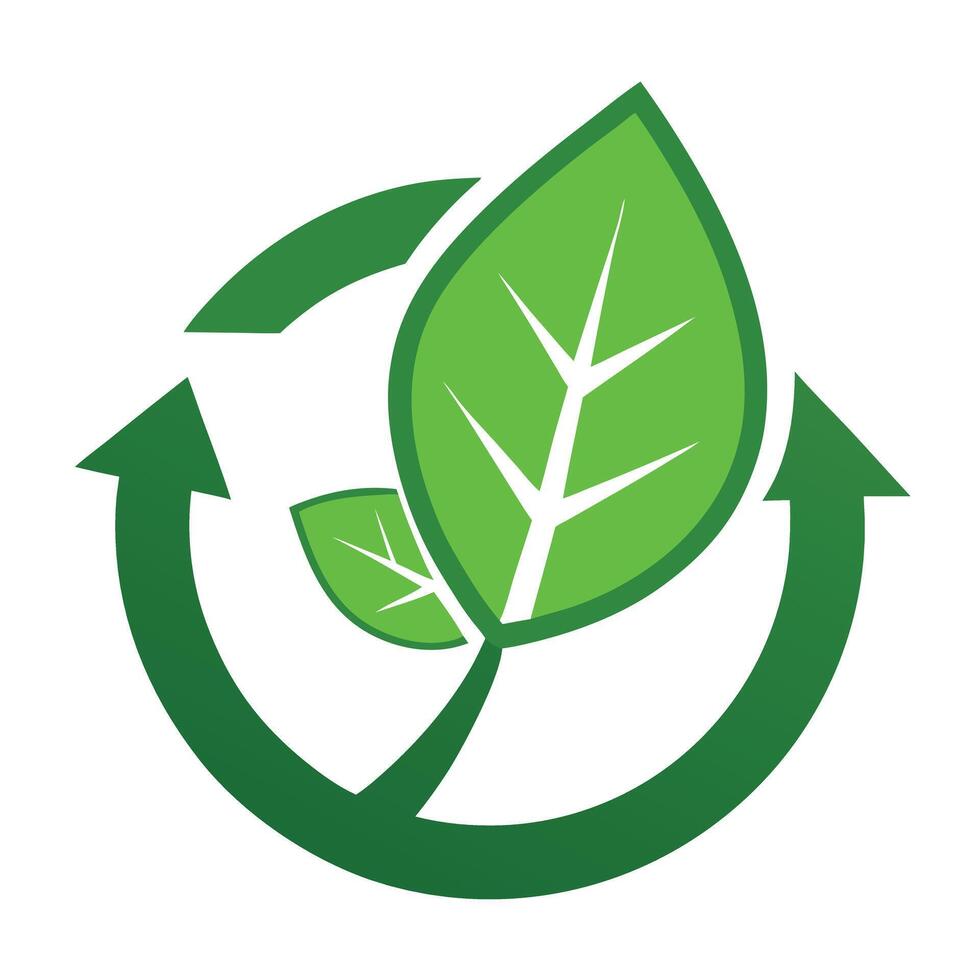 Leaf Icon with a Recycling Symbol and Eco-Leaf Concept vector