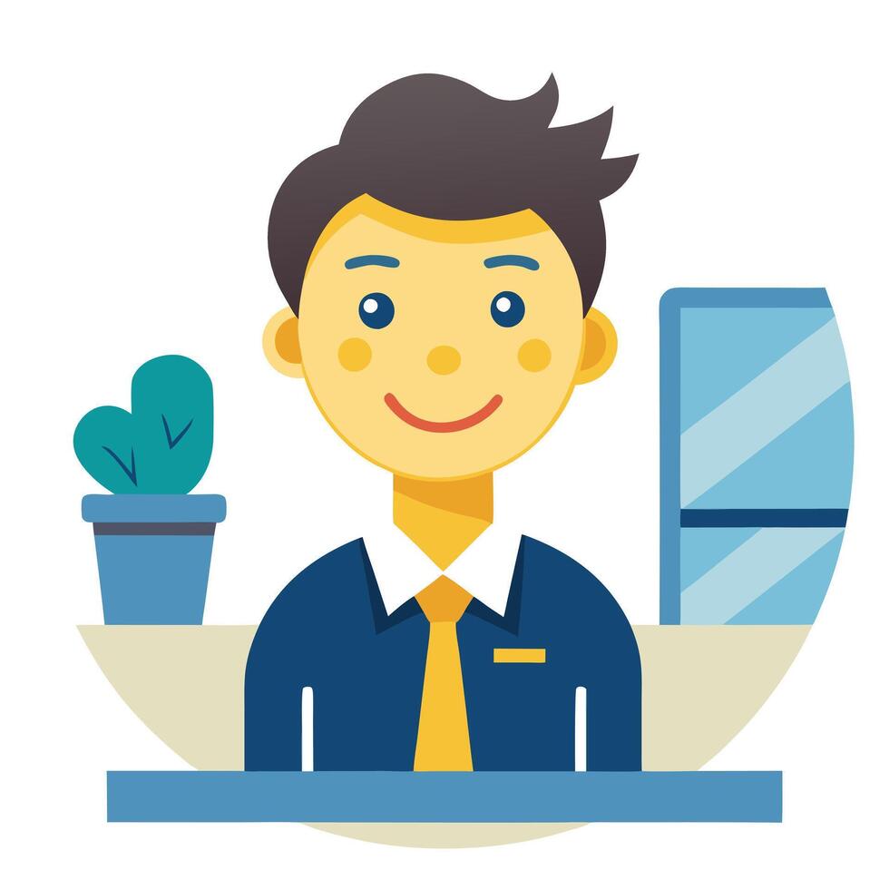 Smiling Face Icon in a Work Environment and Employee Satisfaction Concept vector