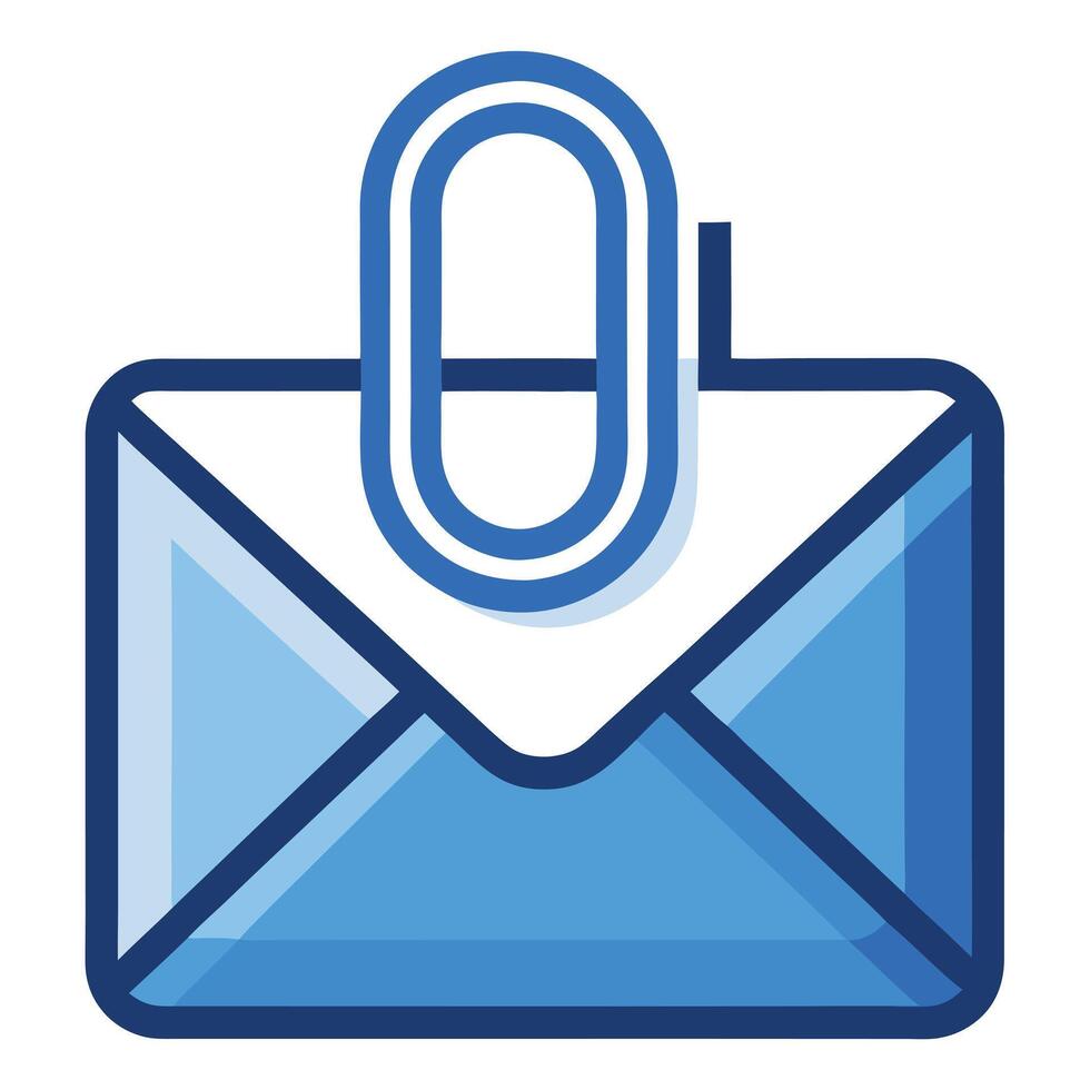 Envelope Icon with a Paperclip and Email with Attachment Concept vector