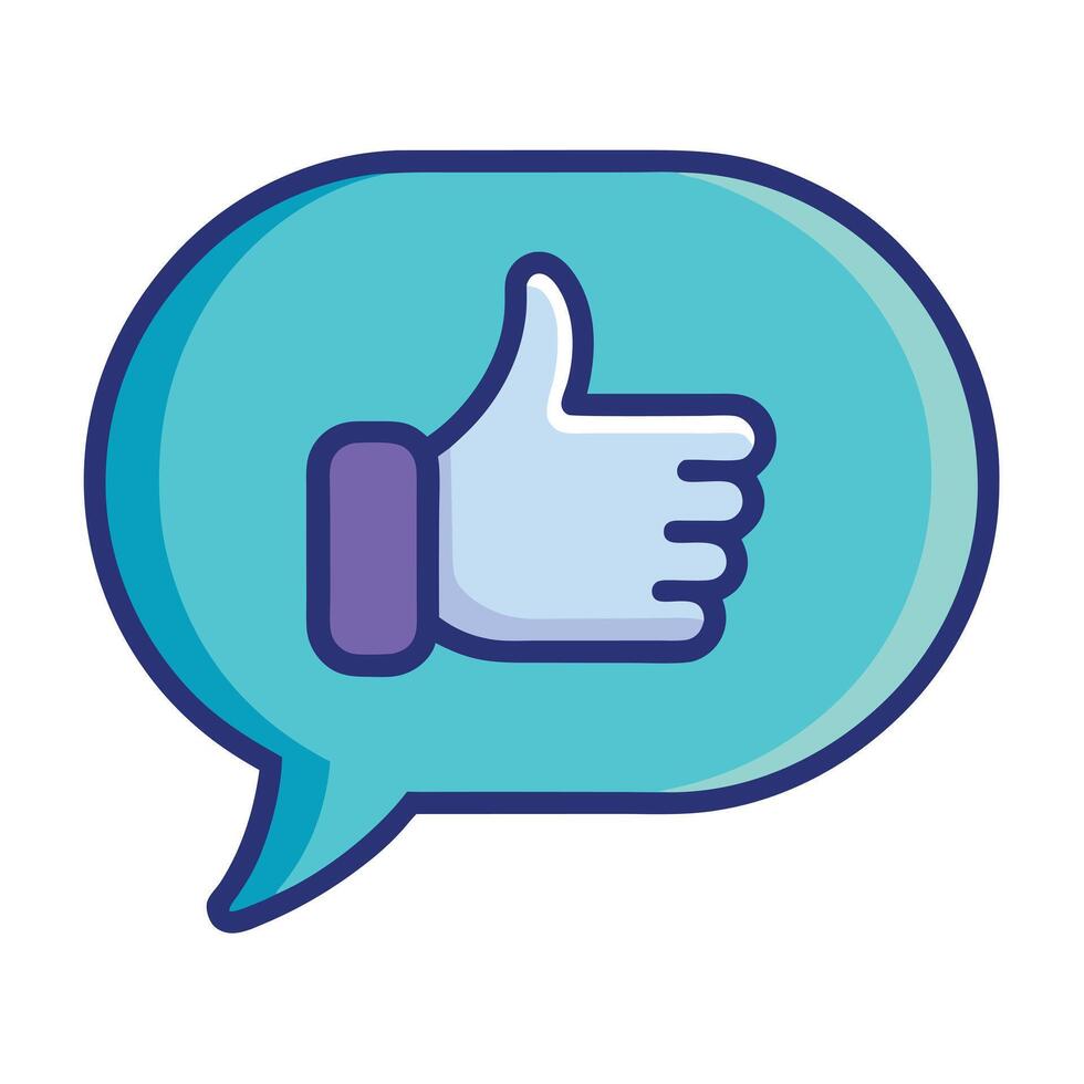 Speech Bubble Icon with a Thumbs Up and Feedback Concept vector