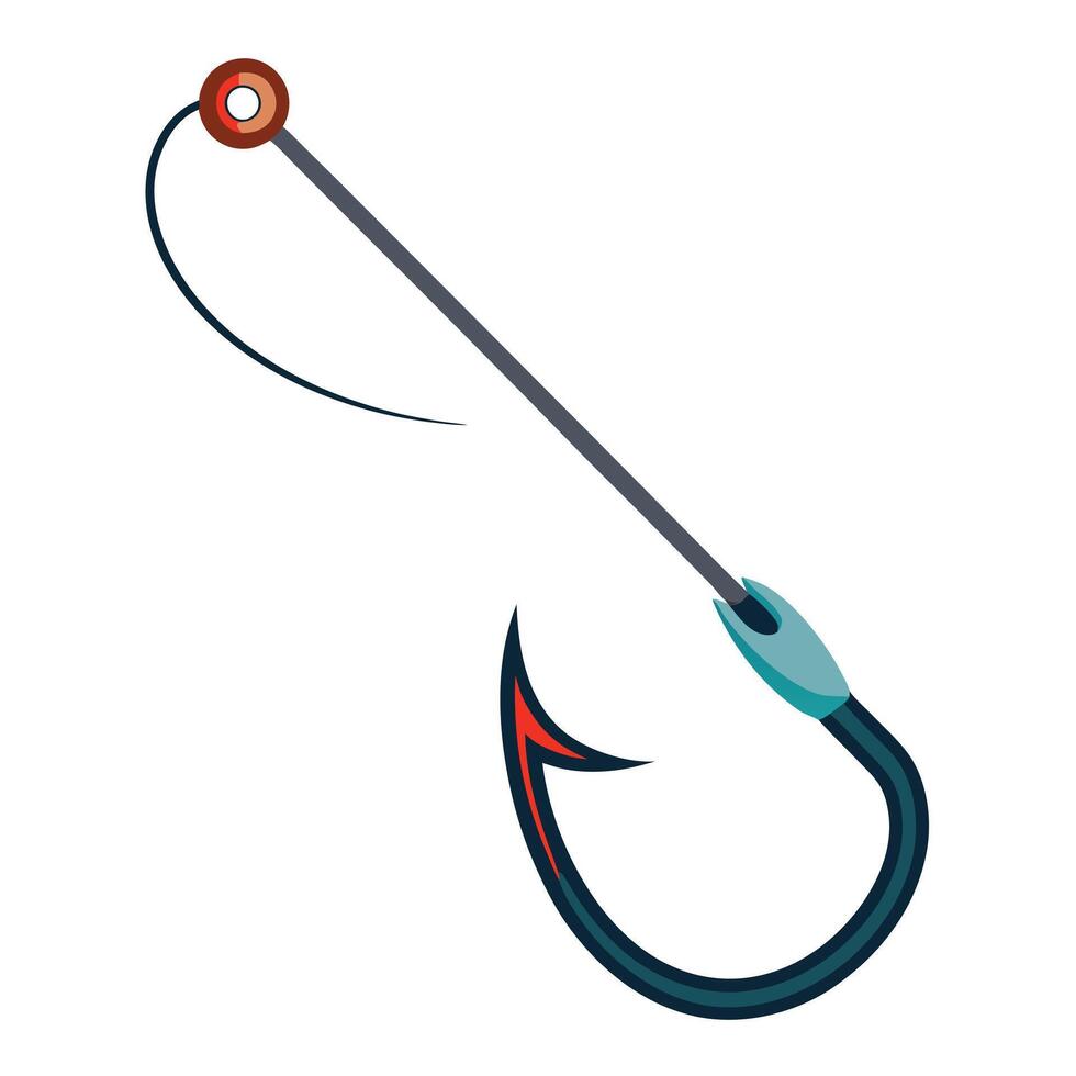 Fishing Hook Icon with a Line and Fishing Hook Concept vector