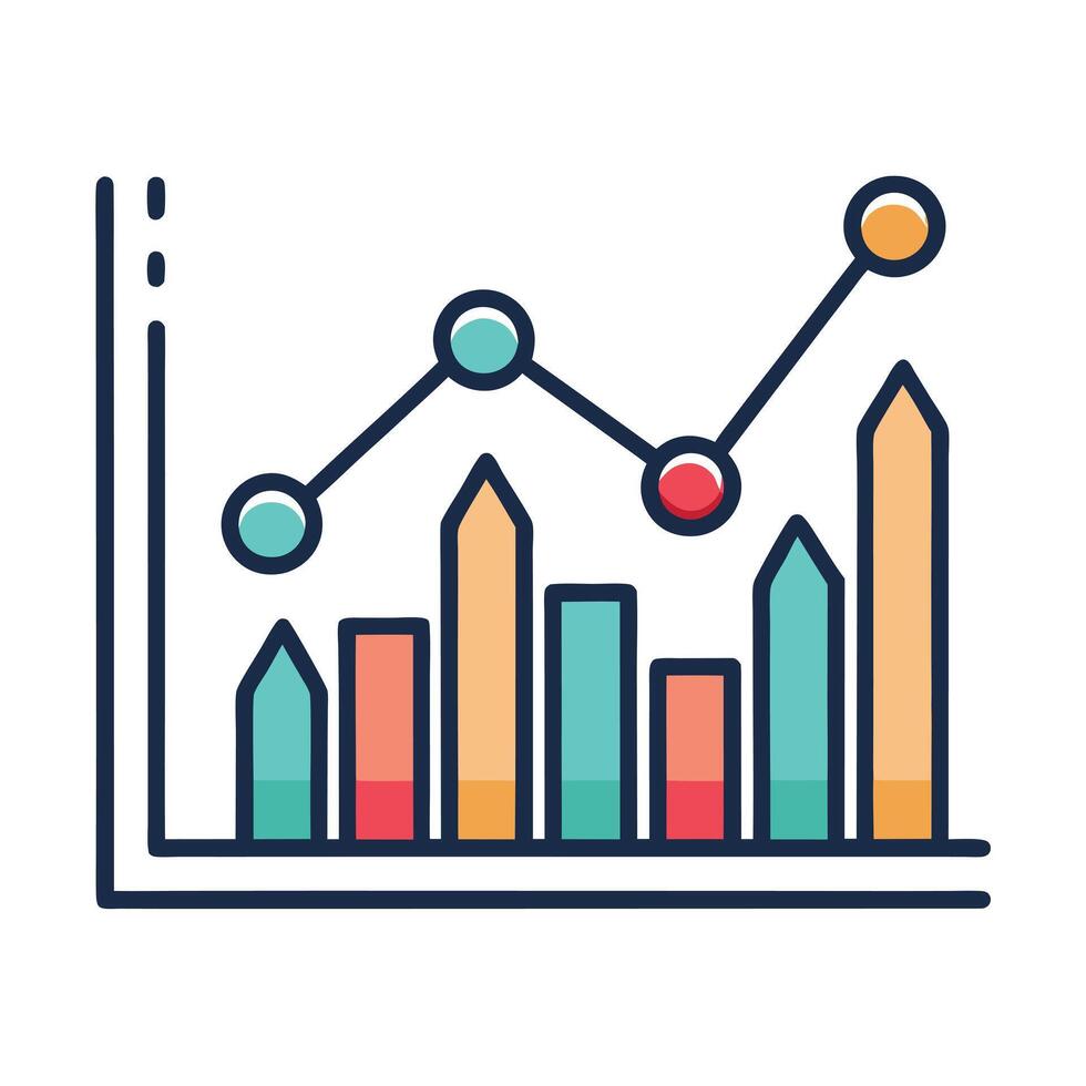 Line Graph Icon Showing Trends and Graph Concept vector