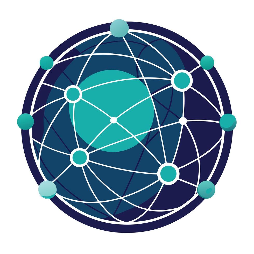Globe Icon with Connecting Lines and Global Business Concept vector