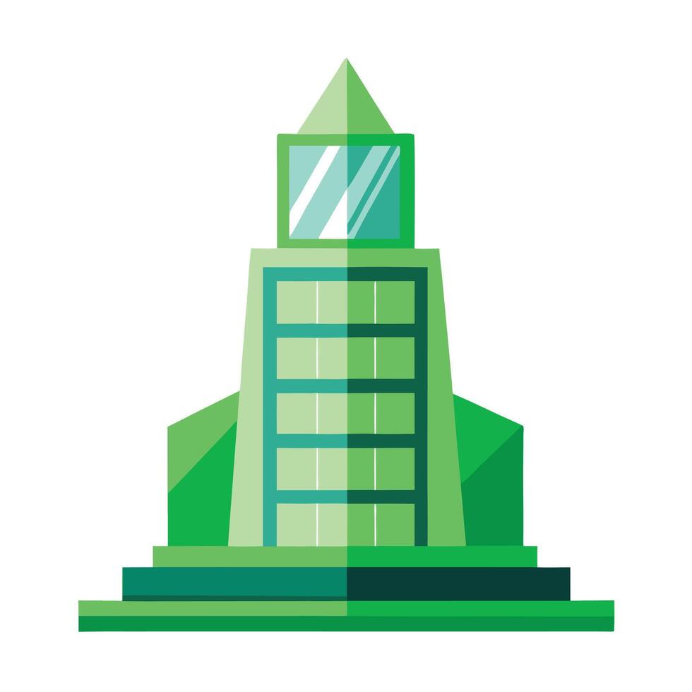Skyscraper Icon with Solar Panels and Green Building Concept vector