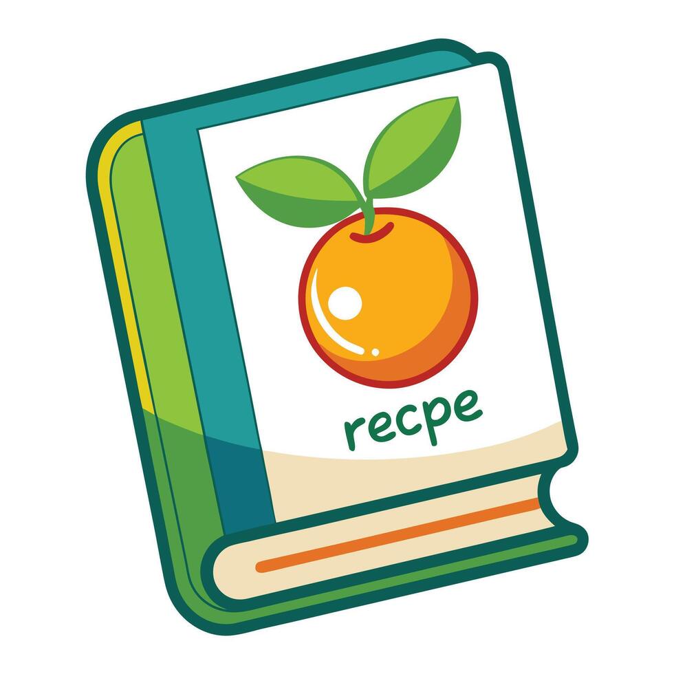Recipe Book Icon with a Fruit Ingredient and Healthy Recipes Concept vector