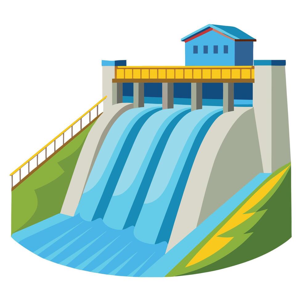 Hydroelectric Dam Icon with Water Flow and Hydro Energy Concept vector