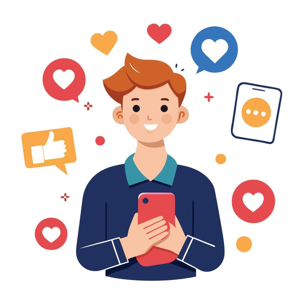 Person Icon Holding a Smartphone with a Camera and Influencer Concept vector