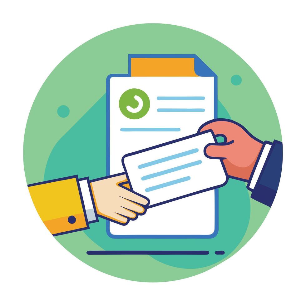Hand Icon Handing Over a Job Offer Letter and Job Offer Concept vector