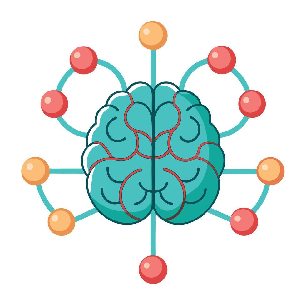 Brain Icon with a Neural Network and Machine Learning Concept vector