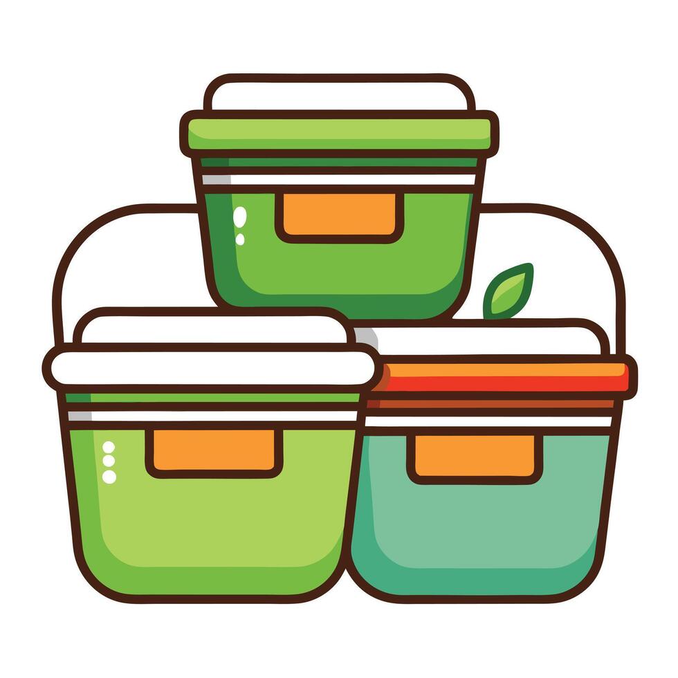 Pre-portioned Containers Icon with Food and Meal Prep Concept vector