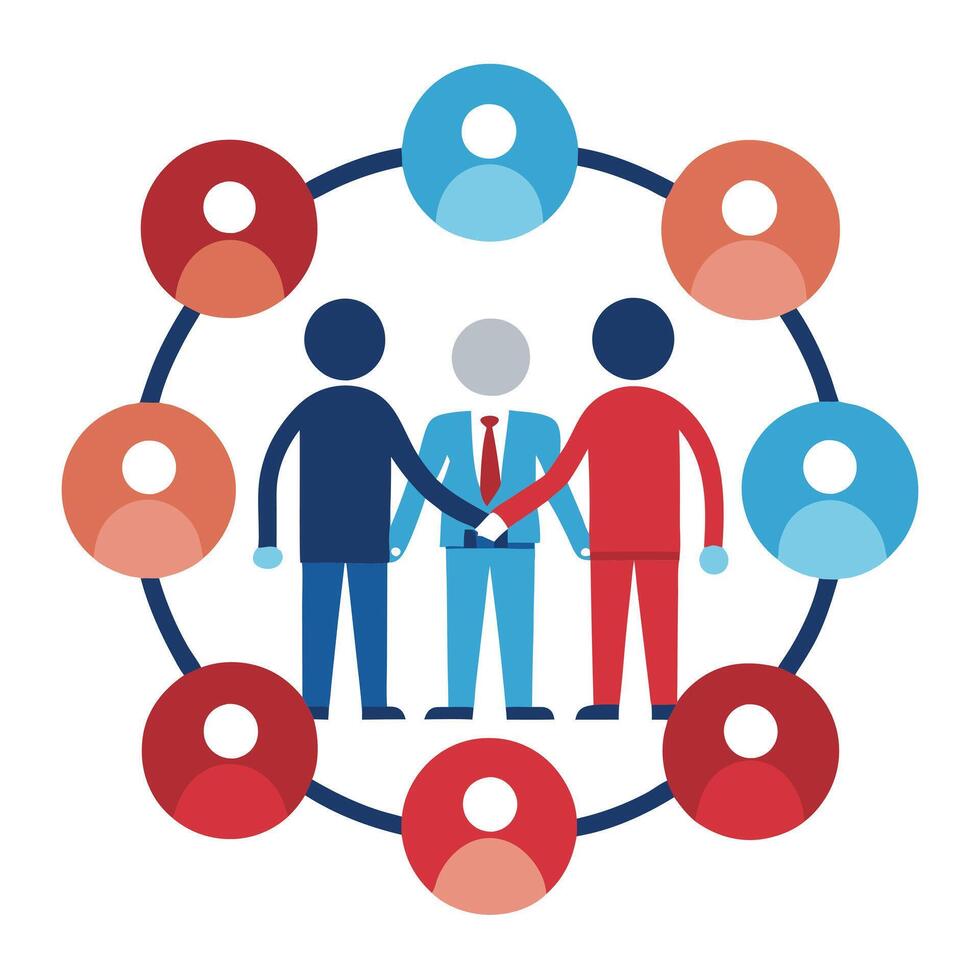 People Shaking Hands Icon at an Event and Networking Event Concept vector