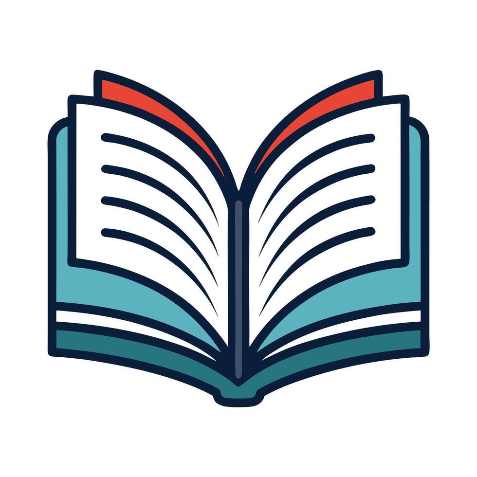 Open Book Icon with Detailed Pages and Open Book Concept vector