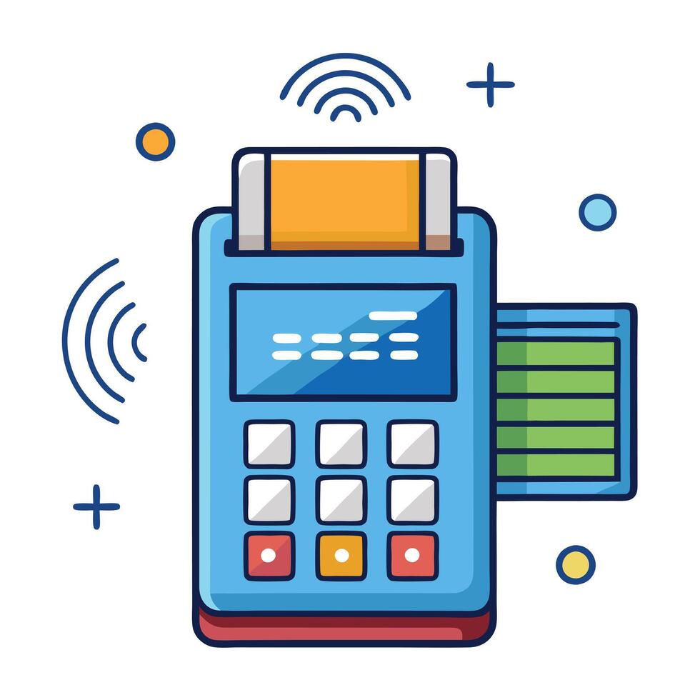 Payment Terminal Icon with Digital Display and Payment Gateway Concept vector