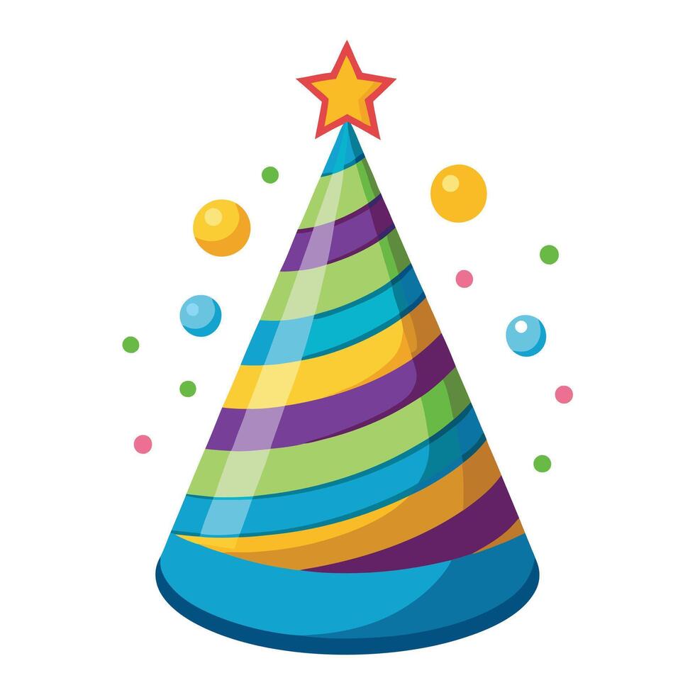 Colorful Party Hat Icon Isolated on a White Background and Party Hat Concept vector