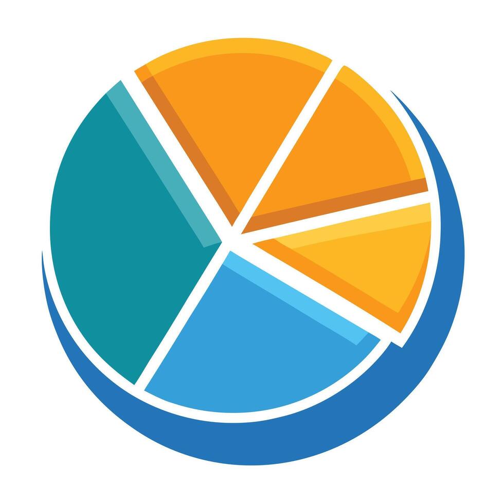 Pie Chart Icon with Segmented Data and Pie Chart Concept vector