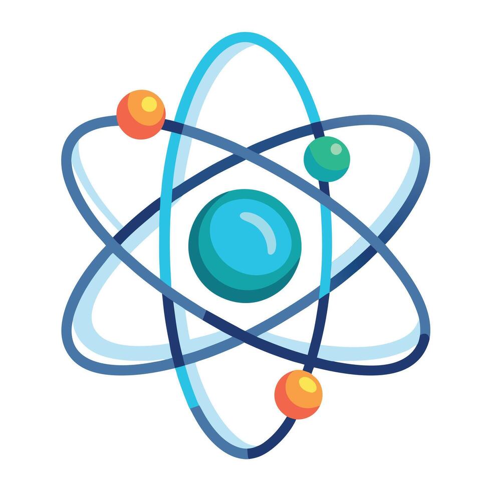 Atom Model Icon with Electrons Orbiting and Physics Concept vector