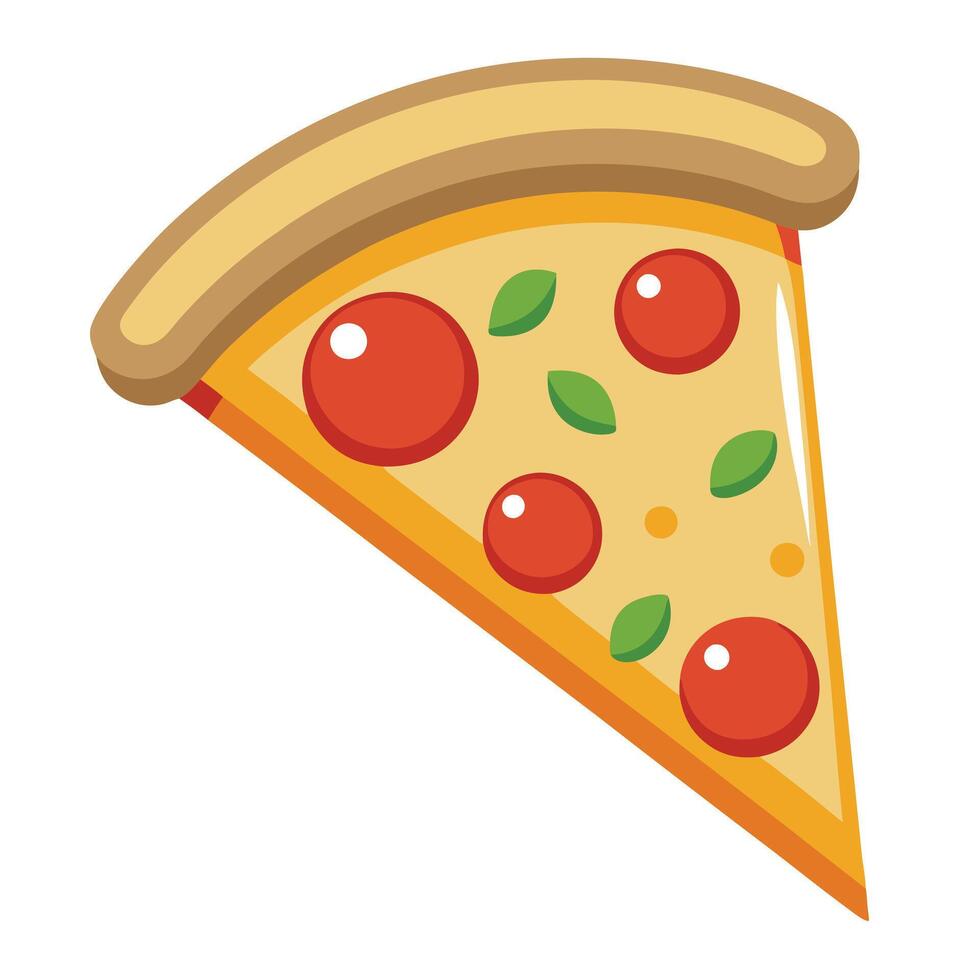 Simple Pizza Slice Icon with Toppings and Pizza Slice Concept vector