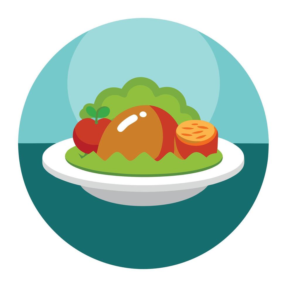 Plate Icon with a Simple Meal and Plate Concept vector