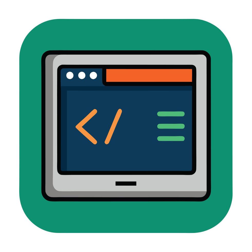 Terminal Window Icon with Code and Programming Concept vector