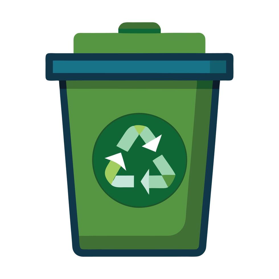Trash Bin Icon with a Recycling Symbol and Recycle Bin Concept vector