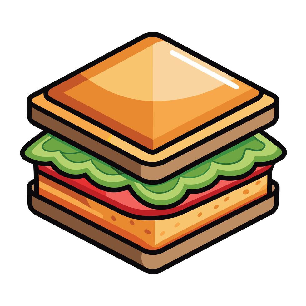 Stylized Sandwich Icon with Layers and Sandwich Concept vector