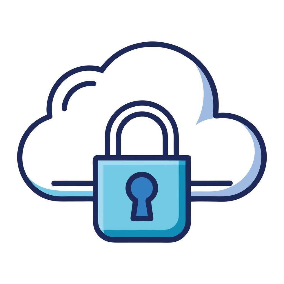 Cloud Icon with a Lock and Secure Cloud Concept vector