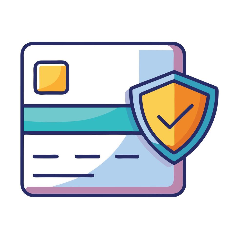 Credit Card Icon with a Shield and Secure Payment Concept vector