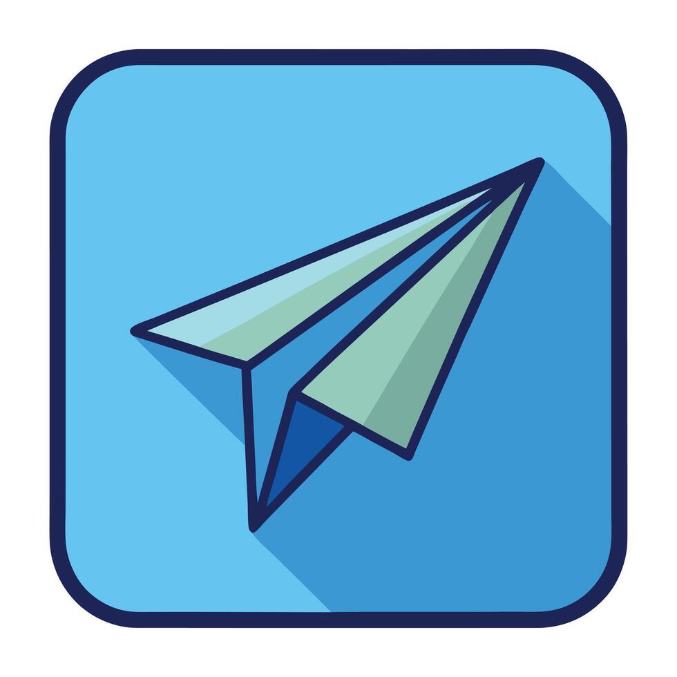 Paper Plane Icon over a Square Symbol and Send Concept vector