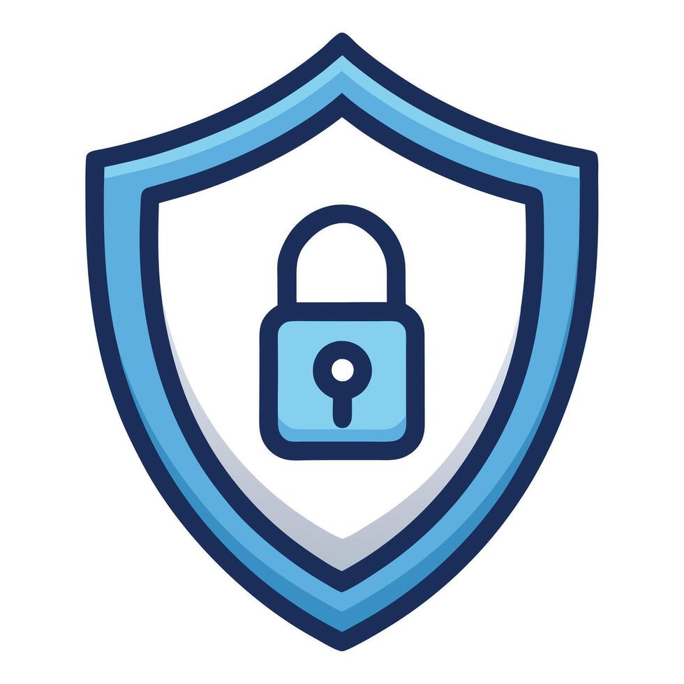 Protective Shield Icon with a Lock and Shield with Lock Concept vector