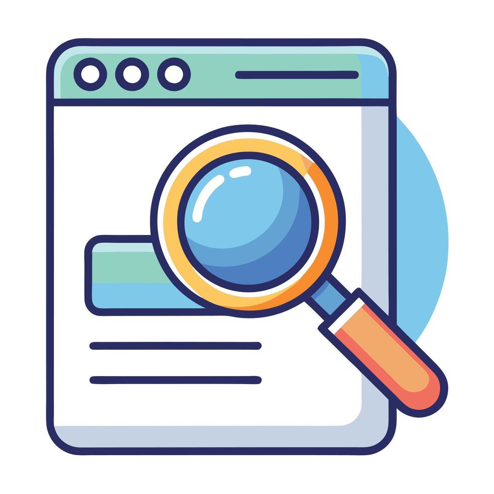 Magnifying Glass Icon on a Webpage and SEO Concept vector