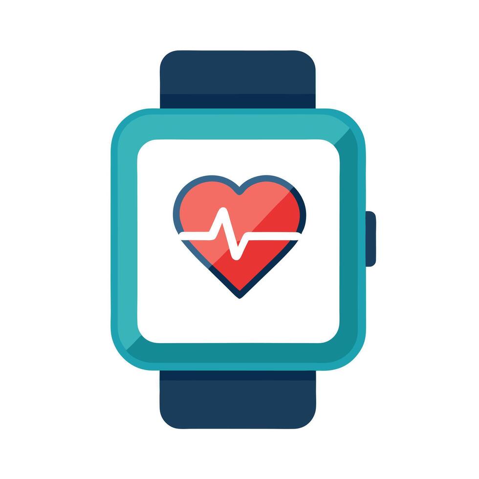 Smartwatch Icon Displaying a Heart Rate and Smartwatch with Heart Concept vector