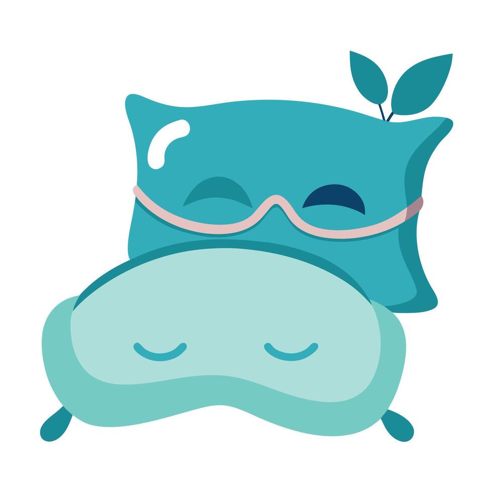 Pillow Icon with a Sleeping Mask and Sleep Hygiene Concept vector