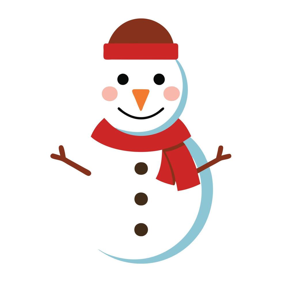 Snowman Icon with a Carrot Nose and Scarf and Snowman Concept vector
