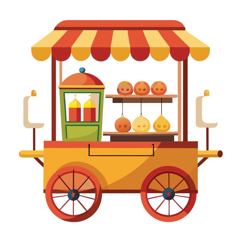 Food Cart Icon with Skewers and Dumbbells and Street Food Concept vector