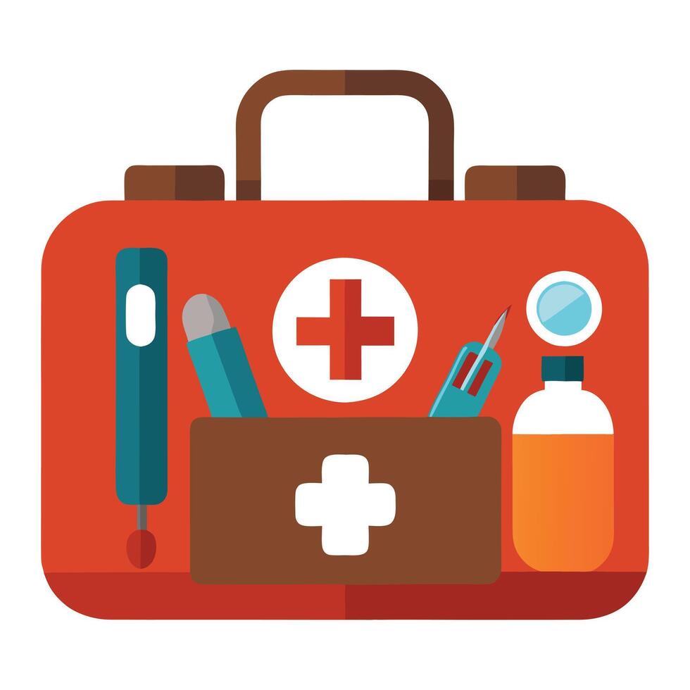 Survival Kit Icon with Basic Tools and Survival Kit Concept vector