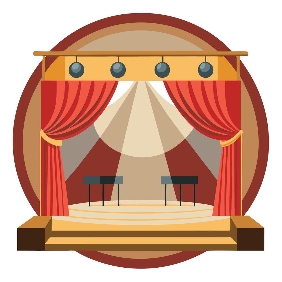 Stage Icon with Theater Curtains and Spotlights and Theater Concept vector