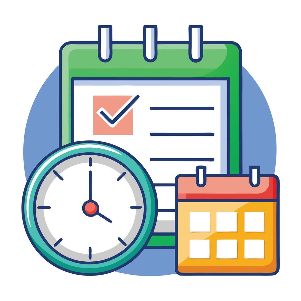 Clock Icon with a Planner and Time Management Concept vector