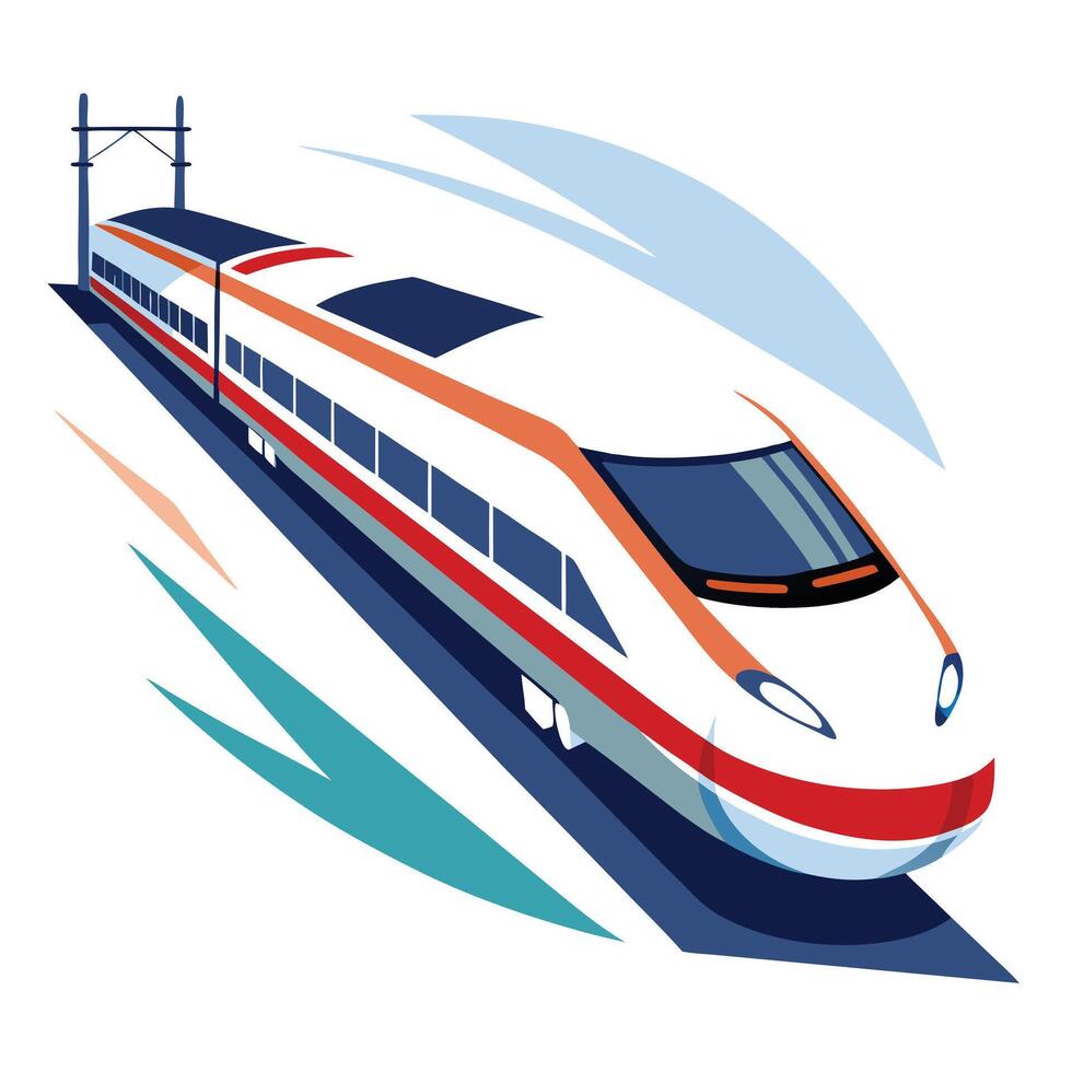 Modern Train Icon Speeding on Tracks and Train Concept vector
